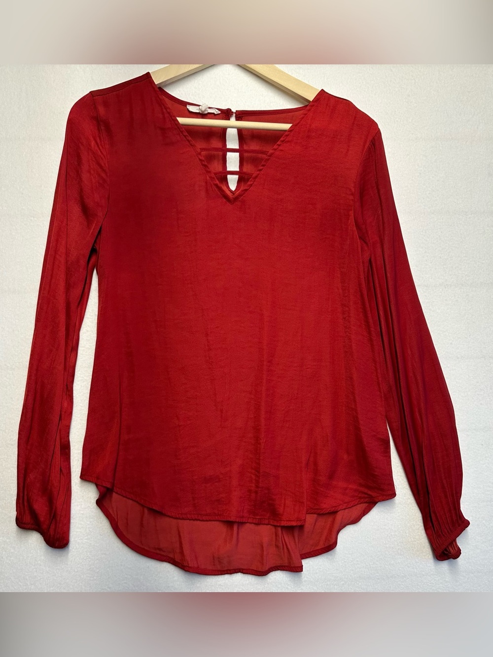 Maurices Red Dressy Blouse • Soft Lightweight Ring‑Neck Women’s S